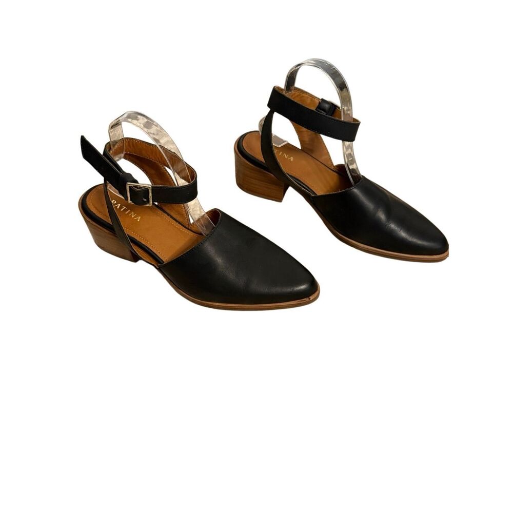 Portland Leather Patina Black Block Heel Mary Jane Shoes Size 10